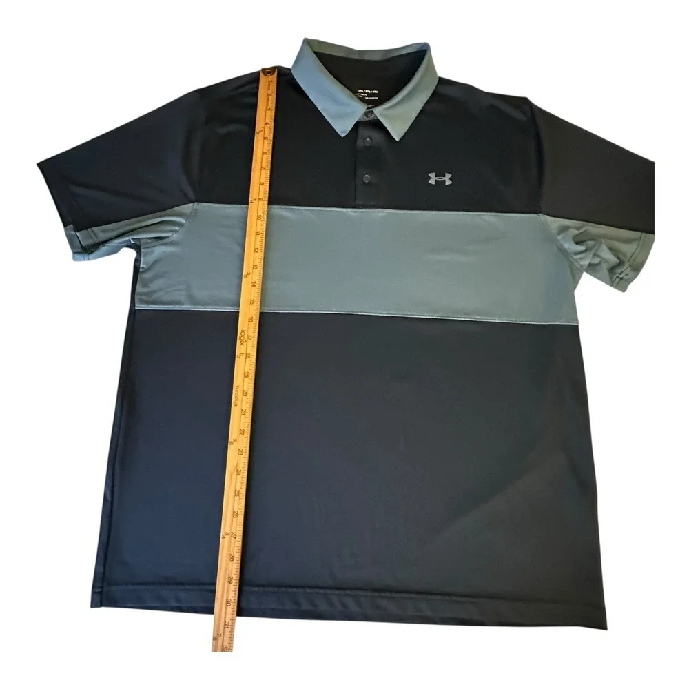 UNDER‎ ARMOUR Polo Shirt Men's 2XL Loose Heatgear Colorblock Stretch Golf Polo